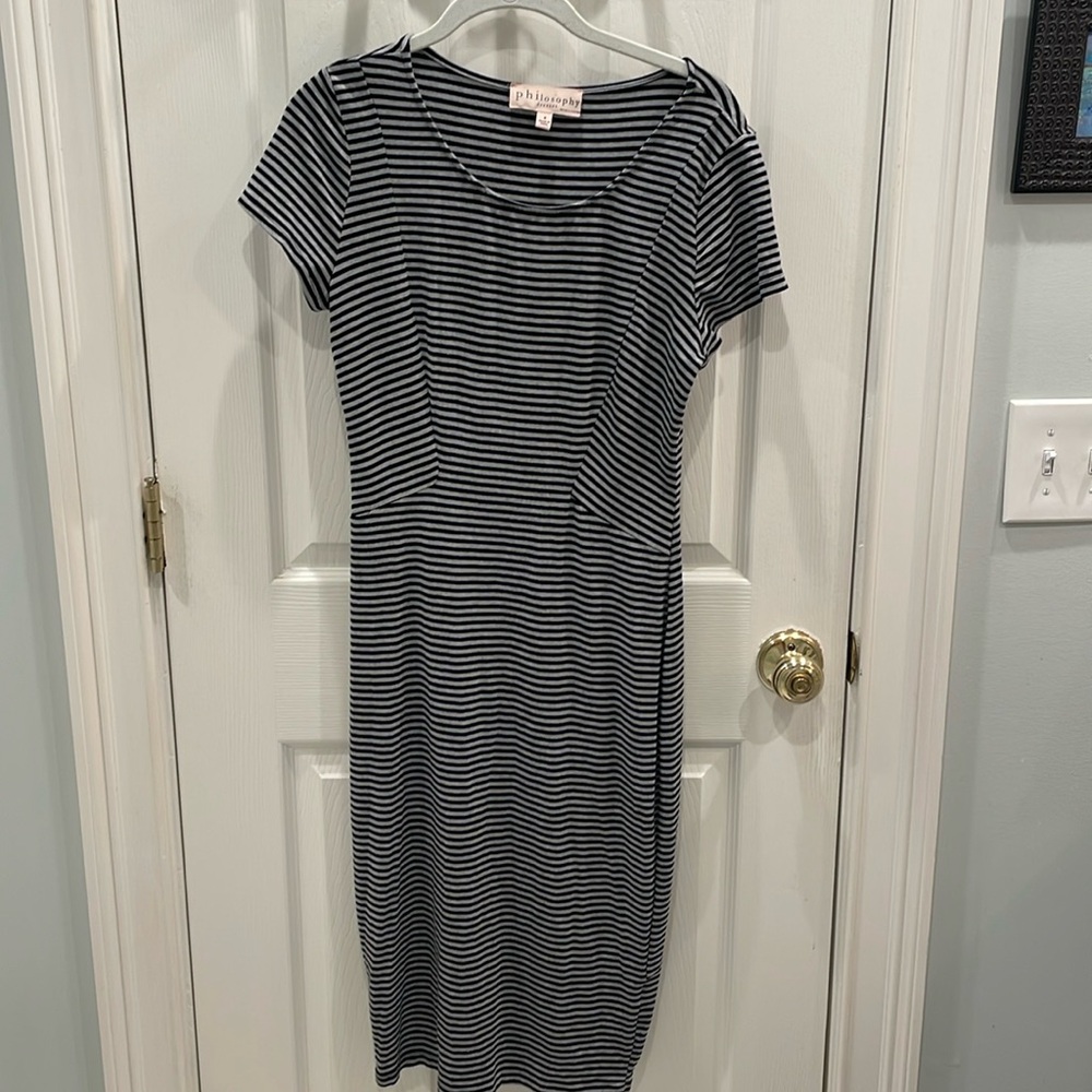 Women’s size 6 Philosophy midi stripped black & gray dress